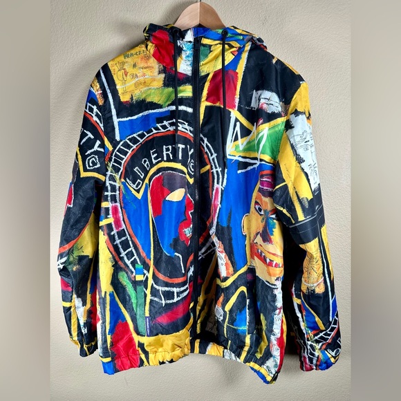 Members only x Jean Michel Basquiat Hooded Windbreaker Liberty Art - Picture 2 of 9